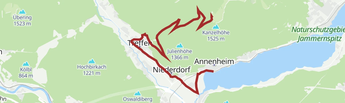 Route map: Genuss-Gondeln von der Kanzelhöhe zum Ossiacher See